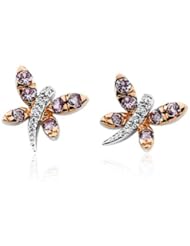 14 Karat White Gold Pink Sapphire And Diamond Dragonfly Earrings