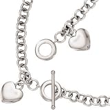14K white Gold Toggle Heart Charm Necklace, 17' long, 8mm wide, 27.9g