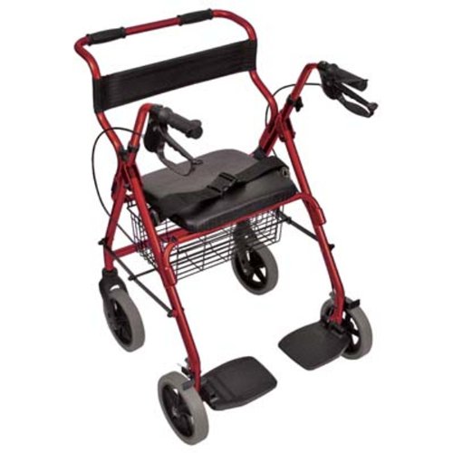 Mabis Rollator Transport Chair, Burgundy