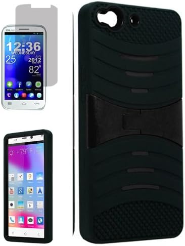 [ARENA] SOLID BLACK HYBRID WAVE STAND COVER HARD GEL CASE for BLU LIFE PURE L240A + FREE SCREEN PROTECTORATIC