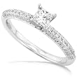 1/2ctw Princess & Round Diamond Engagement Ring in 14kt White Gold