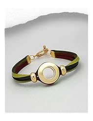 Lawn Green Leather Bracelet In White Base