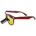 zeroUV Retro Bright Horn Rimmed Sunglasses with Colorful Mirrored Lenses - UV400 (Red)