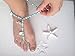 Blue Barefoot Sandals Beach Wedding Beaded Anklet with Starfish and Real Seashells - Set of 2
