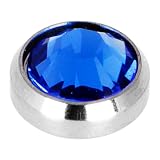 Grade 23 Solid Titanium Internally Threaded Blue Gem 4MM Dermal Dome Top