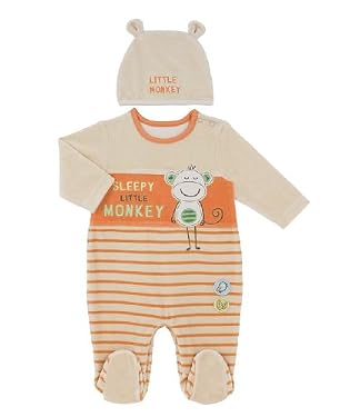 Sleepy monkey velour all-in-one and hat earlybaby
