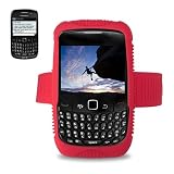 New Fashionable Perfect Fit Soft Silicon Gel Protector Skin Cover (Faceplate/Snap On) Rubber Cell Phone Case with Sports Armband with Screen Protector for RIM Blackberry Curve 8530 Sprint,Verizon,U.S. Cellular,Alltel - RED