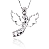 14K White Gold 1/10 ct. Diamond Journey of Love Angel Pendant with Chain