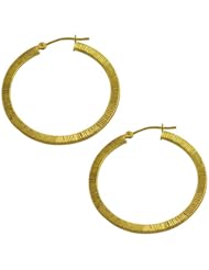 14 Karat Yellow Gold Brushed Flat Hoop Earrings
