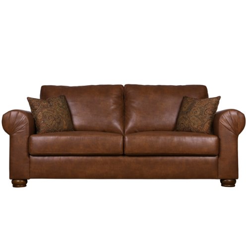 Handy Living OXF1 S6 DAB86 Oxford Transitional Rolled Arm Renu Leather Sofa, Saddle With 2 Decorative Paisley Throw Pillows 41Cy4HfUuZL Handy Living OXF1 S6 DAB86 Oxford Transitional Rolled Arm Renu Leather Sofa, Saddle With 2 Decorative Paisley Throw Pillows