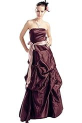 A-line Strapless Taffeta Dropped   Waistline Lace Bridesmaid Dress  With a Sash 