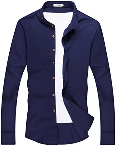 VENTELAN Men's Long Sleeve Fashion 2015 New Collared Geometric Slim Fit Shirt