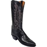 LUCCHESE 1883 N4559 Womens Cowboy Leather Western Boots Black Burnished Mad Dog Goat