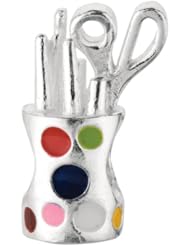 925 Sterling Silver Pen Holder Enamel Bead, For Chamilia, Pandora, Biagi, Personality, Reflections And More Charm Bracelets
