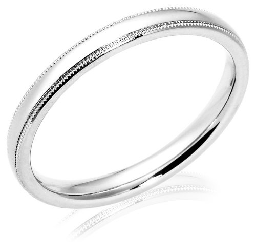 14k White Gold 3mm Comfort Fit Milgrain Women's Wedding Band