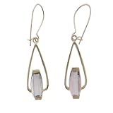 10k Yellow Gold Bridge Cut Pink Quartz Earrings