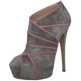 Casadei Suede Leather Decorative Fluorescent Stripe Ankle Boot