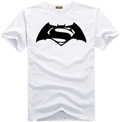NICELTP Men's Hero Movie Logo T-Shirt-- Batman v Superman (XXXL, white black)