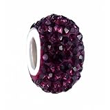 Pandora Style Charm Bead (Z416) Pave Crystal Style (14mm x 9mm) (fits Pandora, Biagi, Chamilia & Troll too) ~ Amethyst Purple Crystal