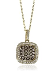 KC Designs "Tres Chic" Champagne and White Diamond 14k Yellow Gold Pendant Necklace, 16"