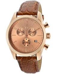 Womens Peninsula Chrono Rose Gold Tone Dial Brown Genuine Alligator