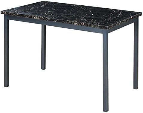30" Dining Table with Faux Marble Top and Metal Base