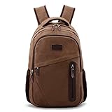 Men's Retro Canvas College Casual All Cotton 15' Laptop Computer Backpacks Travel Bag Pocket Coffe