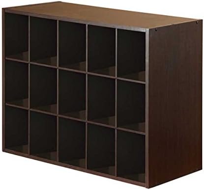 15 Cubby Closet Organizer, Shoe Rack, Craft Storage, Clothe Organizer, Stackable. (Espresso)