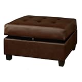 IMAGE OF Bobkona Matrix Faux Leather Storage Ottoman in Walnut Color