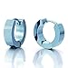 Pair Stainless Steel Metallic Blue Huggie Hinged Hoop Earrings for Men Women