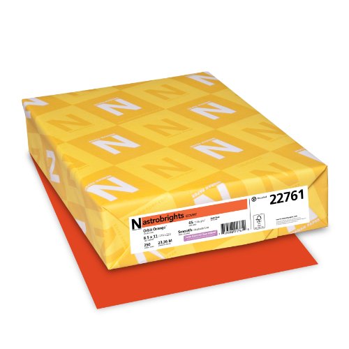 Neenah Astrobrights Premium Color Card Stock, 65 lb, 8.5 x 11 Inches, 250 Sheets, Orbit Orange