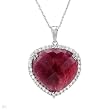 Heart Necklace With 36.20ctw Precious Stones - Genuine Ruby and Topazes Made in 925 Sterling silver. Total item weight 13.1g Length 18in