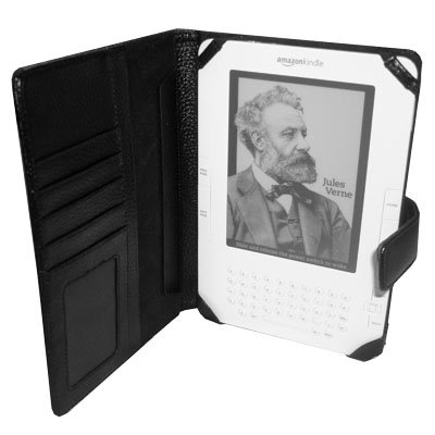 J-Tech Digital Black Genuine Leather Amazon Kindle 2 (Fits 6