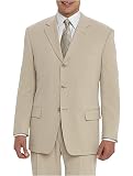 Joseph & Feiss Resort Three-Button, Non-Vent,Tan Silk Suit