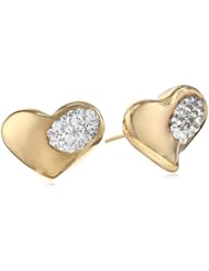 14K Yellow Gold Italian Cubic-Zirconia Sweetheart Earrings