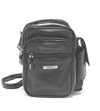 Men's Unisex Small Black Leather Bag Travel Organiser Pouch Camera Man Bag with belt loop or shoulder strap
