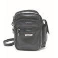 Men's Unisex Small Black Leather Bag Travel Organiser Pouch Camera Man Bag with belt loop or shoulder strap'
