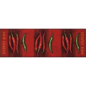 【クリックで詳細表示】【wash＋dry】玄関・キッチンマット Hot Chili(唐辛子(とうがらし))60x180cm： ホーム＆キッチン