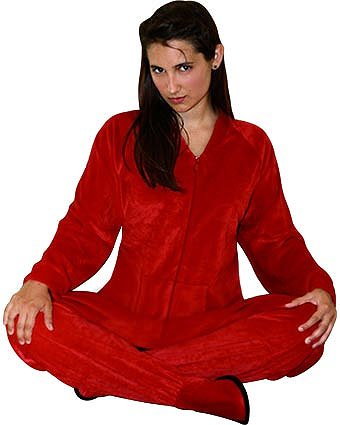 PajamaCity Valentines Red Velvet Adult Footie Pajamas for Men and Women Size 4 (5'4 to 5'5)