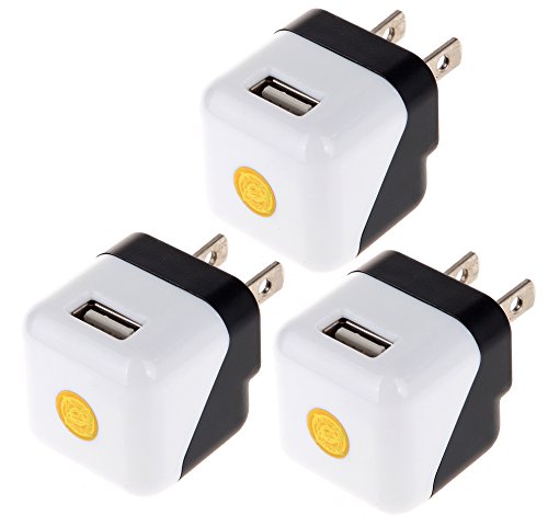 Cube Color USB AC/DC 1.0 AMP Power Adapter Wall Charger NEW DESIGN for iPhone 3G 3GS 4 4s 5 5s 5c 6 6 Plus ,iPod Touch Samsung Galaxy S1 S2 S3 S4 S5 and other Devices (black.black.black)