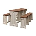 Resin Picnic Table and Bench Set - Redwood/ Gray