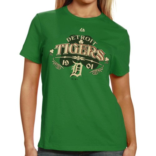 Majestic Detroit Tigers Ladies Kelly Green Clover Contender T-shirt (Small)
