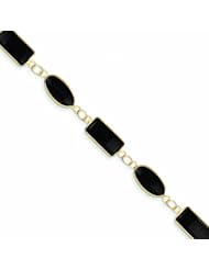 14K Gold 7in Polished Genuine Fancy Onyx Bracelet 7 Inches