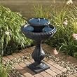 Smart Solar 27470R01 Resin Blenheim Two-Tier Black Iron Solar Fountain with standard panel