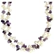 Pearl Freshwater Cultured White Amethyst Purple Natural Stone Necklace 44" 3 StylesBucasi