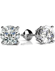0.80 ct Round Cut Diamond Stud Earrings in Screw Back