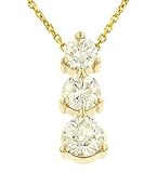 3 Round Diamond Pendant on Cable Chain 1.47cttw