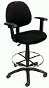 Boss Drafting Stool with Adj Arms Footring, Black