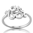 Chuvora 925 Sterling Silver Calligraphy Style Yoga, Aum, Om, Ohm, India Symbol Ring, US Size 6, 7, 8, 9