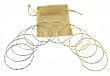 Bracelet - B101 - 12 Pc Asst. Bangle Set ~ Plain, Etched and Twisted in Gold Tone & Silver Tone - 70mm + Gold Organza Gift Bag